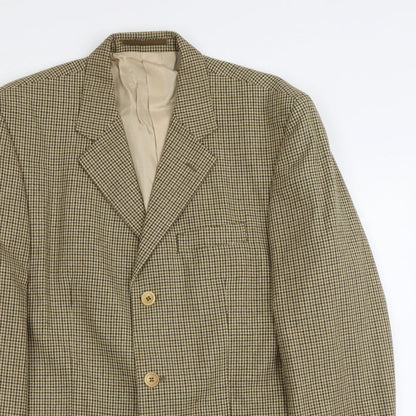 Pierro Cini Mens Beige Geometric Polyester Jacket Blazer Size L Regular