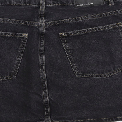 Pull&Bear Womens Grey Cotton Mini Skirt Size S Button