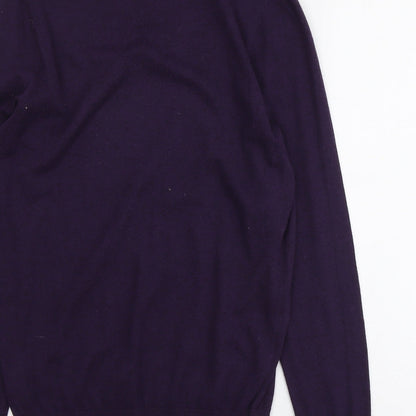 Burton Mens Purple V-Neck Cotton Pullover Jumper Size S Long Sleeve