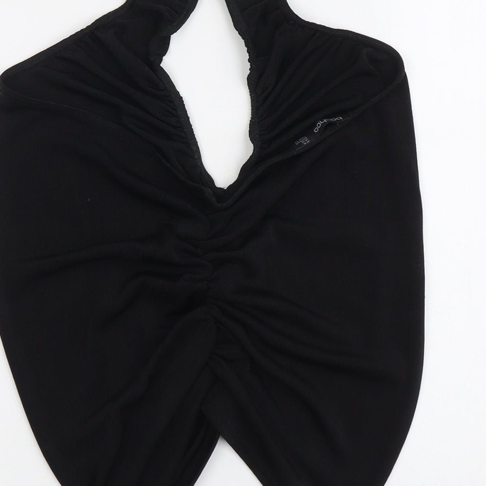 Boohoo Womens Black Polyester Basic Tank Size 16 Halter
