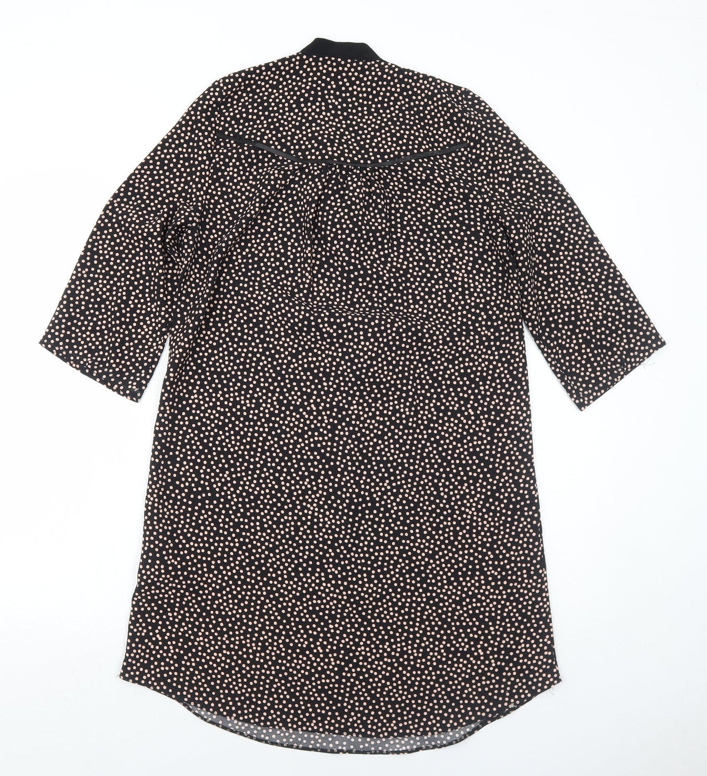 Nine Womens Black Polka Dot Polyester A-Line Size 8 V-Neck Pullover