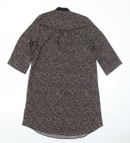 Nine Womens Black Polka Dot Polyester A-Line Size 8 V-Neck Pullover