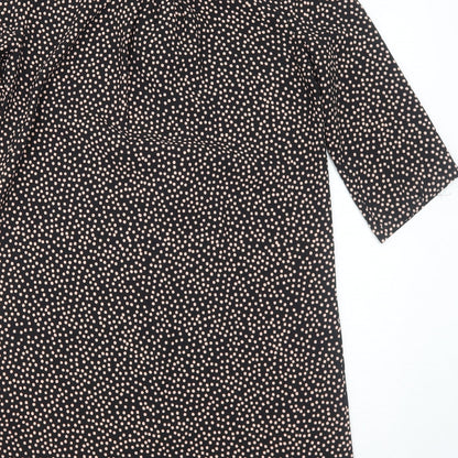 Nine Womens Black Polka Dot Polyester A-Line Size 8 V-Neck Pullover