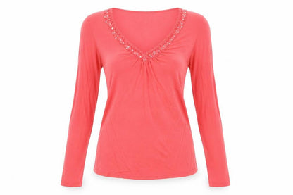 Womens UK Size M Promod Red Basic T-Shirt