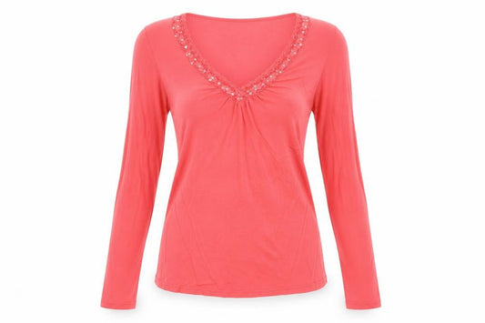 Womens UK Size M Promod Red Basic T-Shirt