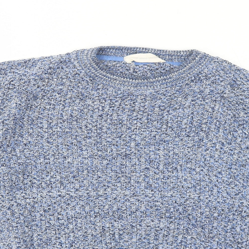 Frederik Anderson Womens Blue Round Neck Cotton Pullover Jumper Size M