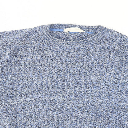Frederik Anderson Womens Blue Round Neck Cotton Pullover Jumper Size M