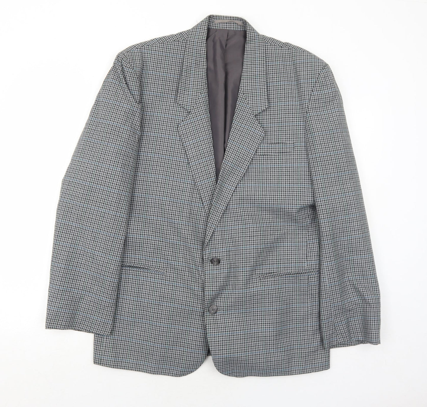 I.D. Mens Grey Geometric Polyester Jacket Blazer Size 40 Regular