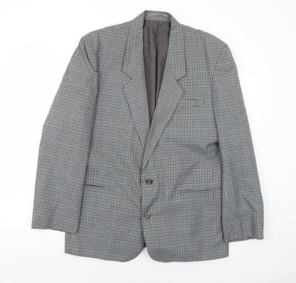I.D. Mens Grey Geometric Polyester Jacket Blazer Size 40 Regular