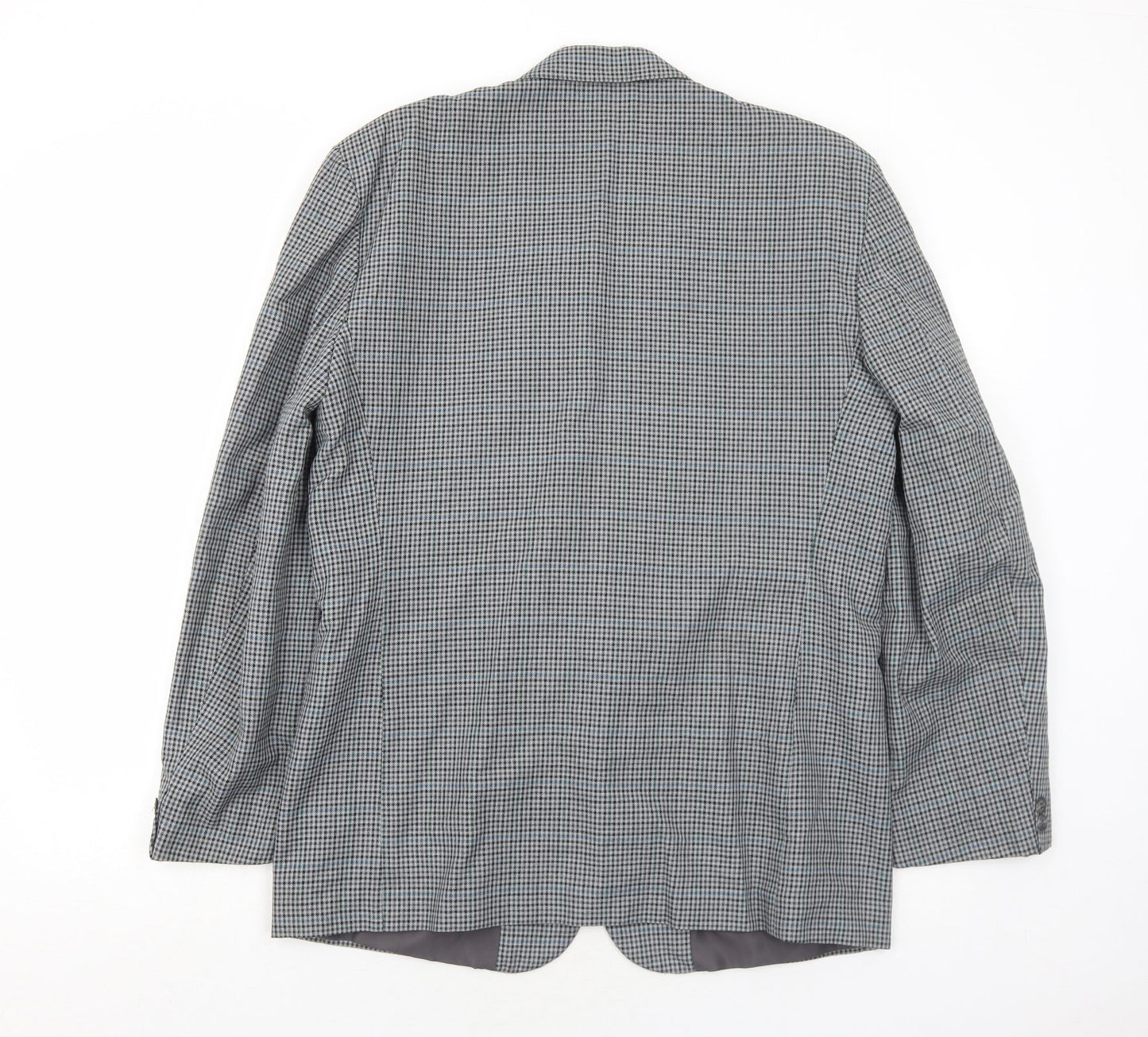 I.D. Mens Grey Geometric Polyester Jacket Blazer Size 40 Regular