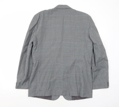 I.D. Mens Grey Geometric Polyester Jacket Blazer Size 40 Regular
