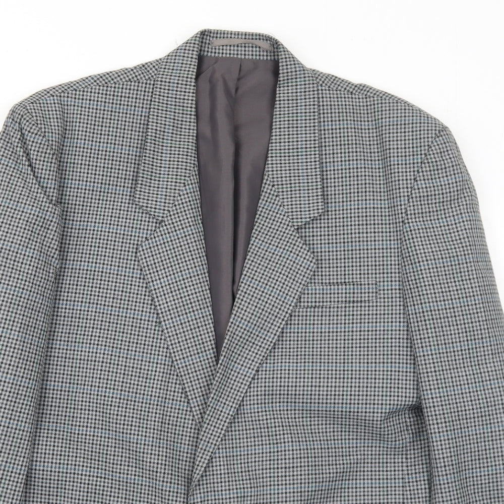 I.D. Mens Grey Geometric Polyester Jacket Blazer Size 40 Regular