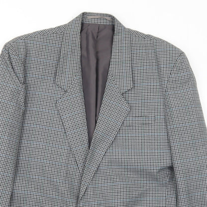 I.D. Mens Grey Geometric Polyester Jacket Blazer Size 40 Regular