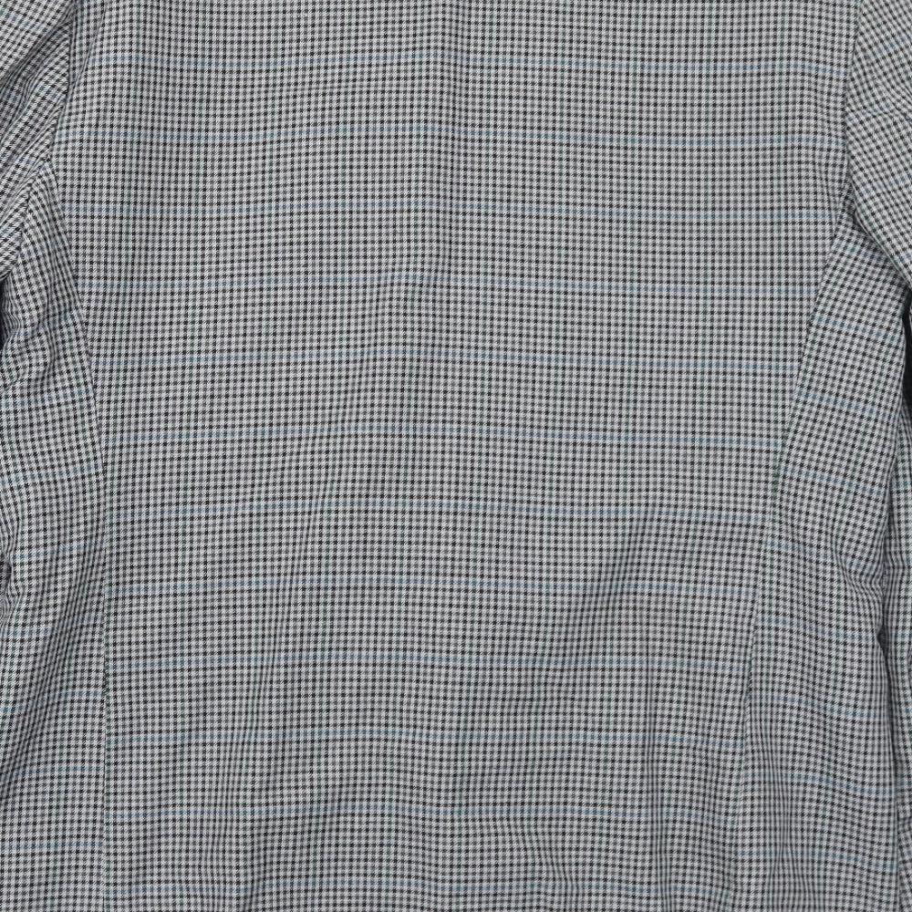I.D. Mens Grey Geometric Polyester Jacket Blazer Size 40 Regular