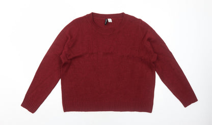 Womens UK Size L H&M Red Pullover Jumper