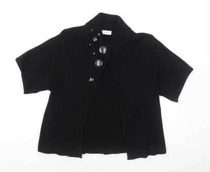 Faber Womens Black High Neck Wool Cardigan Jumper Size 10