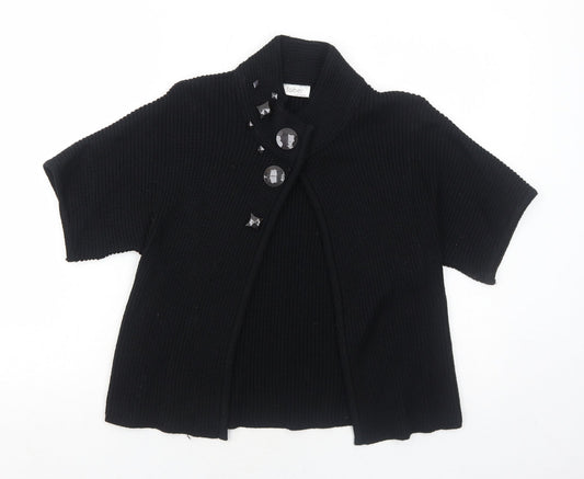 Faber Womens Black High Neck Wool Cardigan Jumper Size 10