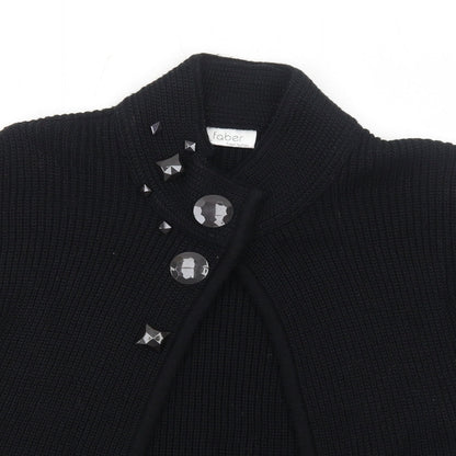 Faber Womens Black High Neck Wool Cardigan Jumper Size 10