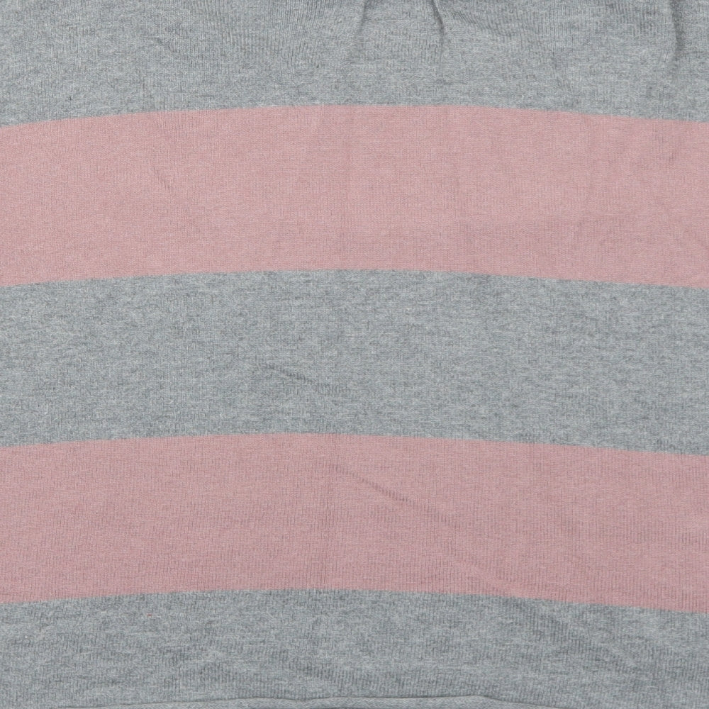 Just Jeans Womens Grey Round Neck Striped Cotton Pullover Jumper Size S