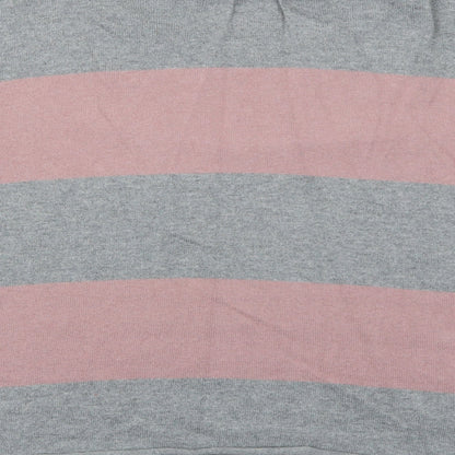 Just Jeans Womens Grey Round Neck Striped Cotton Pullover Jumper Size S