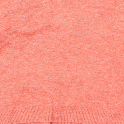 H&M Womens Orange V-Neck Herringbone Acrylic Pullover Jumper Size XS