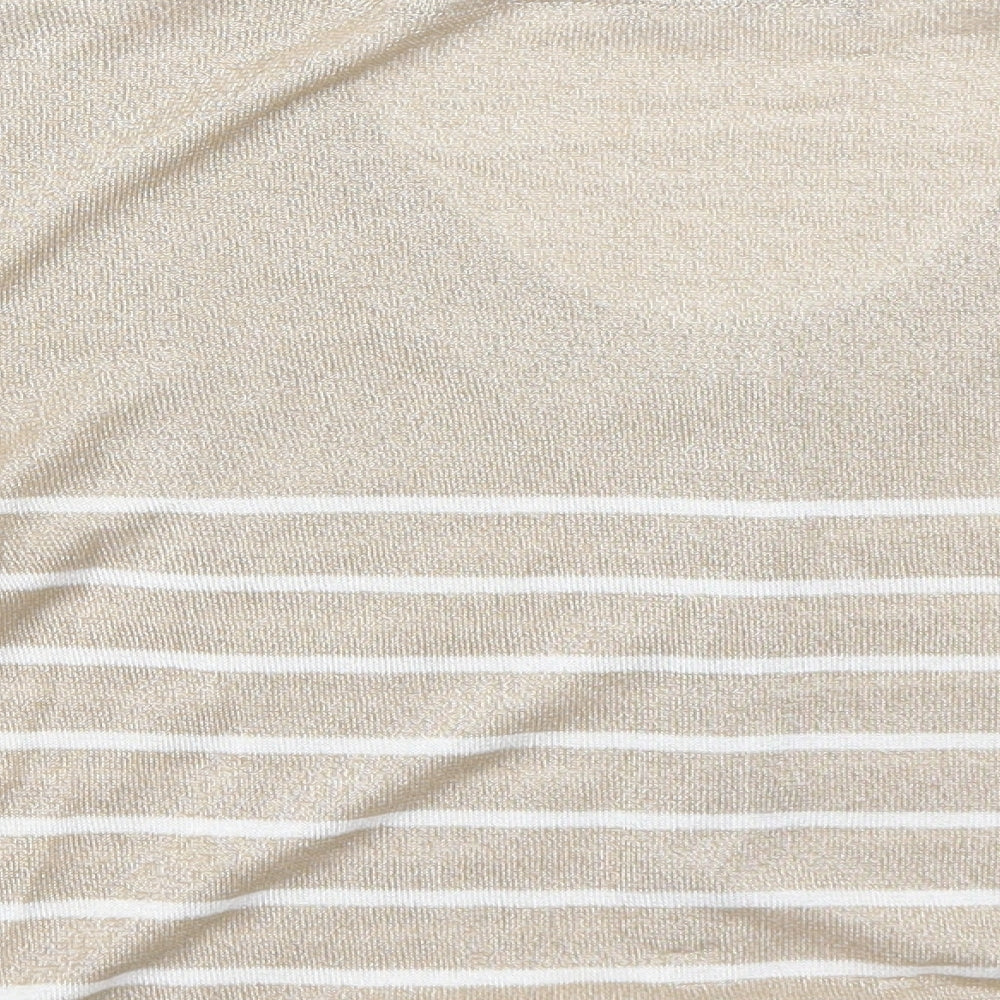 Esisto Womens Beige Round Neck Striped Viscose Cardigan Jumper Size M