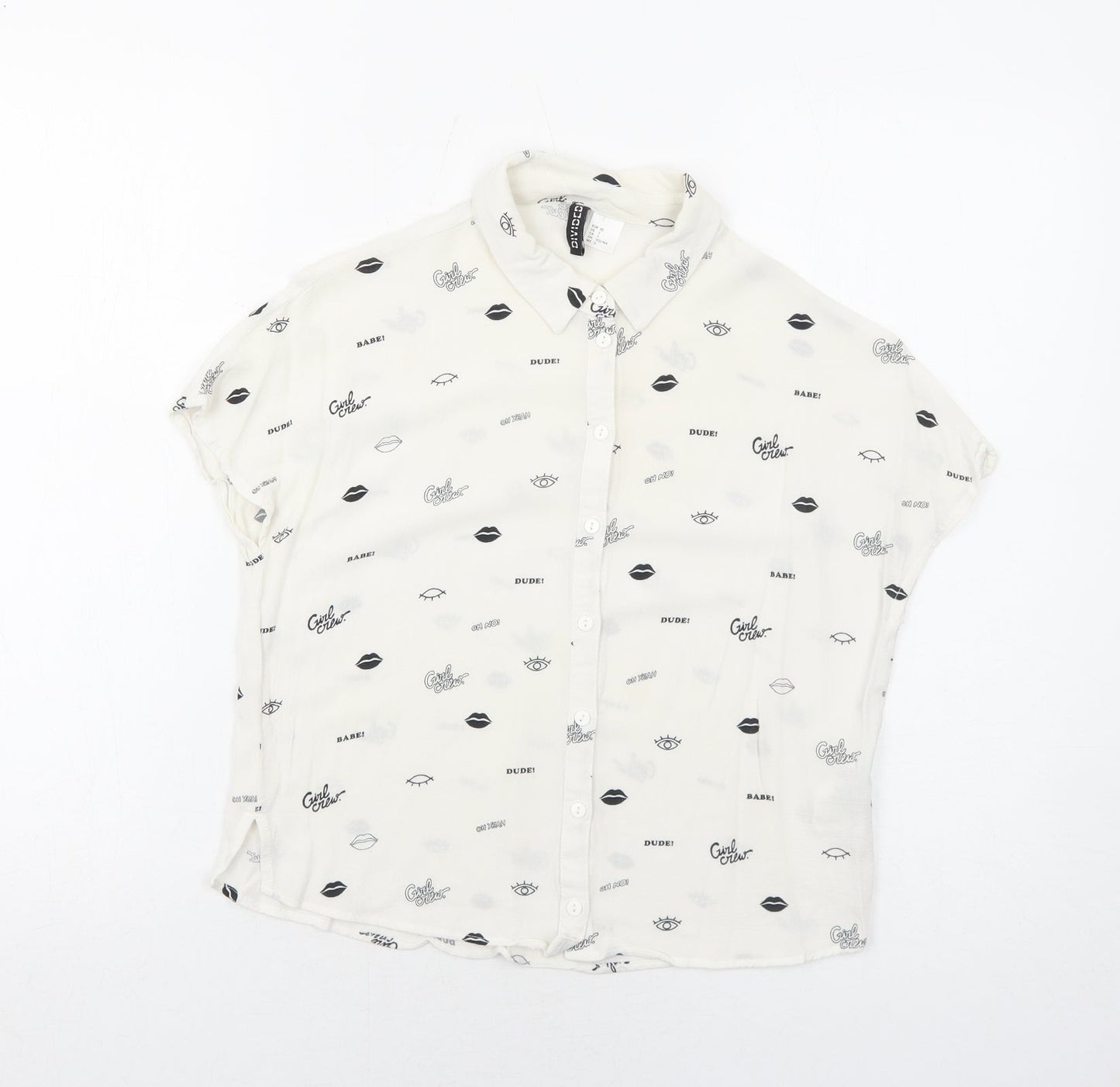 Womens UK Size 4 H&M White Basic Button-Up