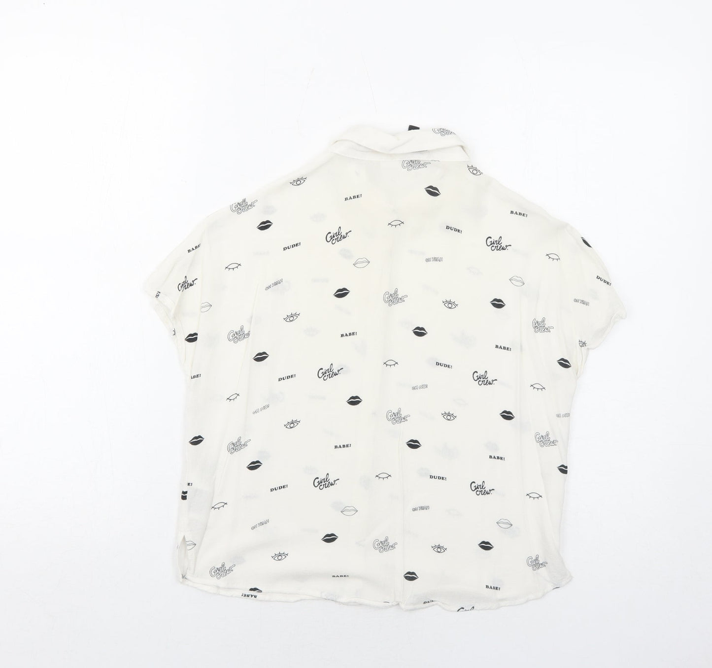 Womens UK Size 4 H&M White Basic Button-Up