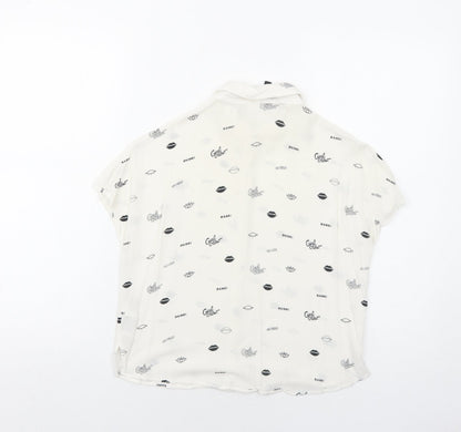 Womens UK Size 4 H&M White Basic Button-Up