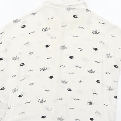 Womens UK Size 4 H&M White Basic Button-Up