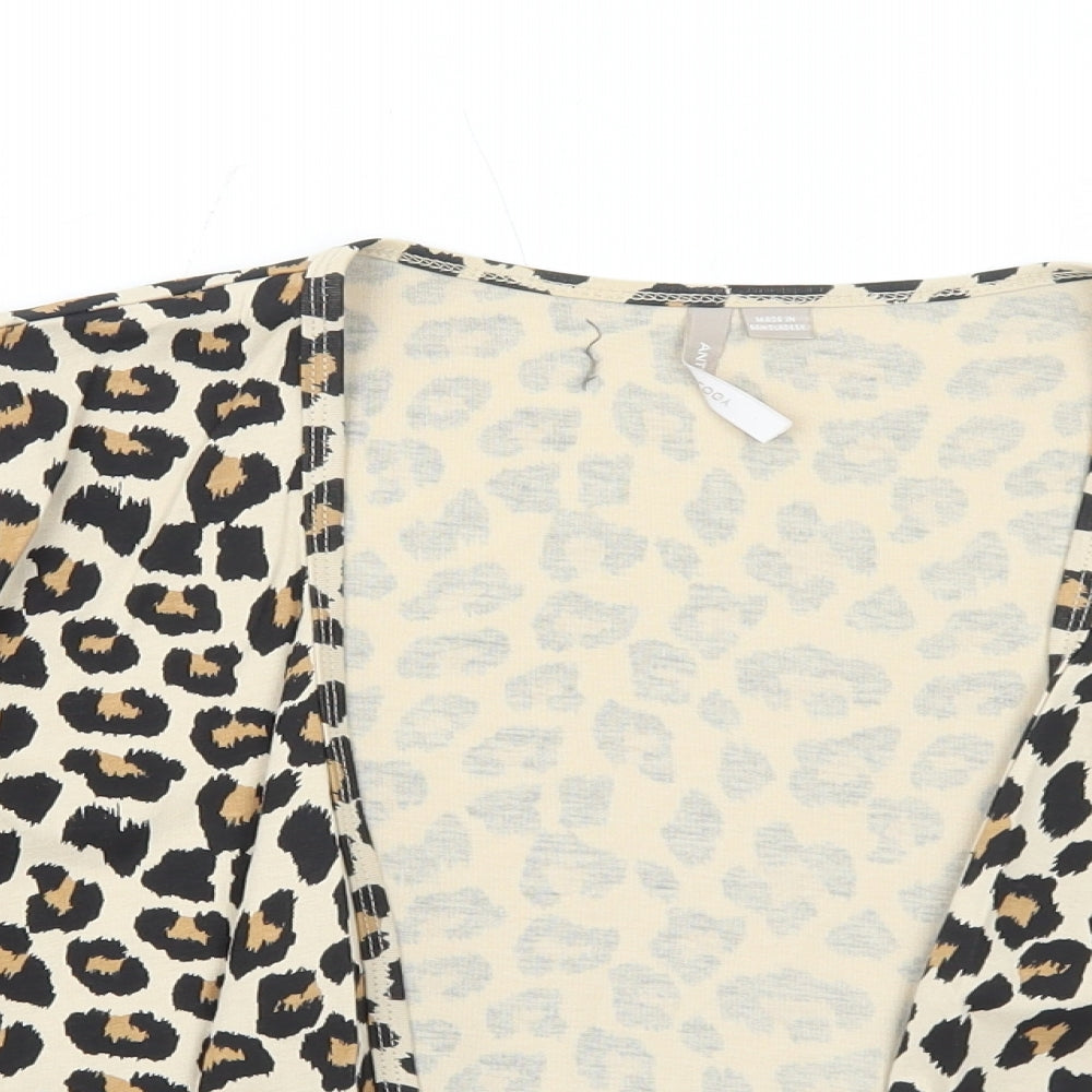 Anthology Womens Brown V-Neck Animal Print Cotton Shrug Jumper Size 12