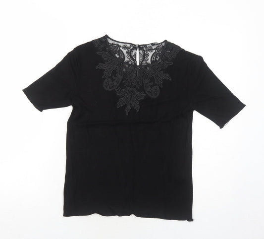 Womens UK Size M Zara Black Basic Blouse