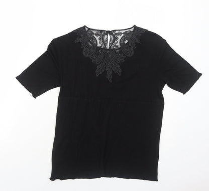 Womens UK Size M Zara Black Basic Blouse