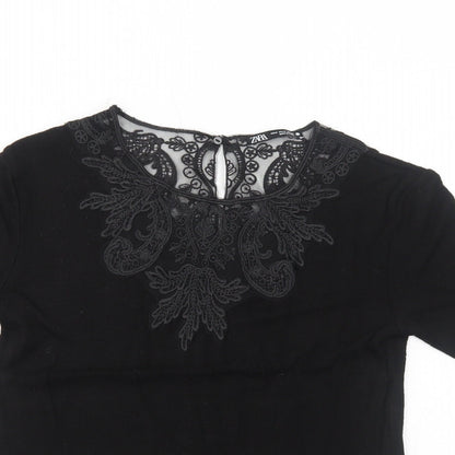 Womens UK Size M Zara Black Basic Blouse