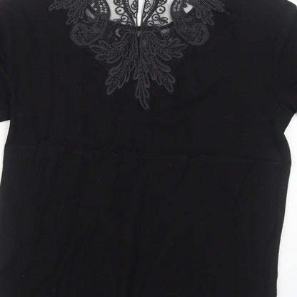 Womens UK Size M Zara Black Basic Blouse