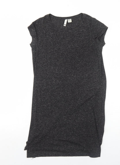 H&M Womens Grey Polyester T-Shirt Dress Size XS Round Neck Pullover