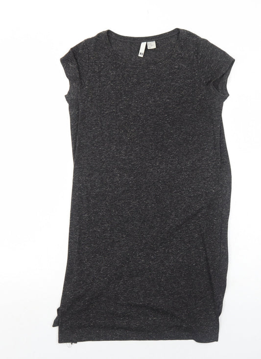 H&M Womens Grey Polyester T-Shirt Dress Size XS Round Neck Pullover