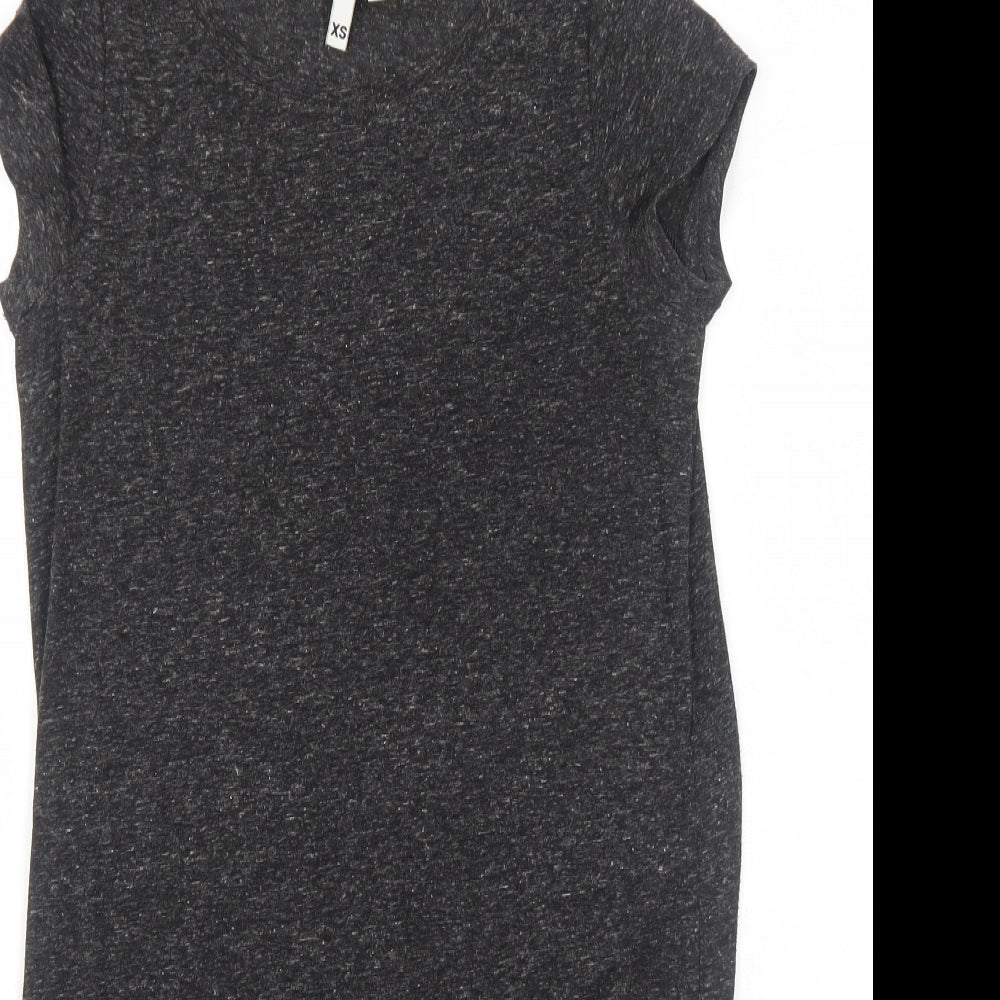 H&M Womens Grey Polyester T-Shirt Dress Size XS Round Neck Pullover