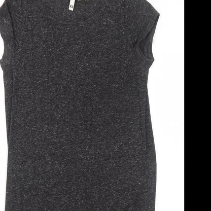 H&M Womens Grey Polyester T-Shirt Dress Size XS Round Neck Pullover