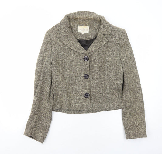 Lakeland Womens Brown Geometric Jacket Blazer Size 12 Button