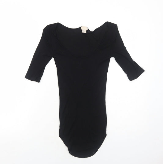 Womens UK Size 8 H&M Black Basic T-Shirt