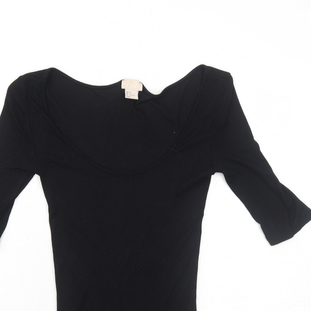 Womens UK Size 8 H&M Black Basic T-Shirt