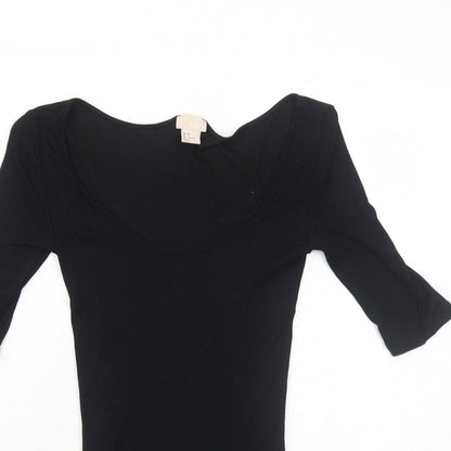 Womens UK Size 8 H&M Black Basic T-Shirt