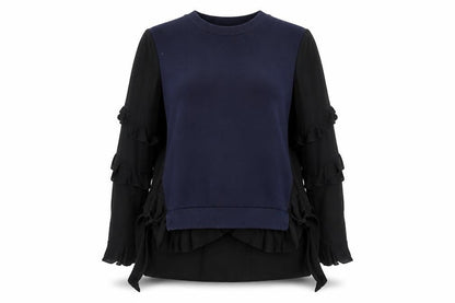 Zara Womens Blue Colourblock Polyester Pullover Sweatshirt Size M Pullover
