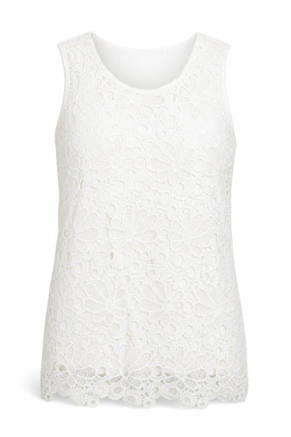 Unique Spectrum Womens White Elastane Basic Tank Size S Round Neck