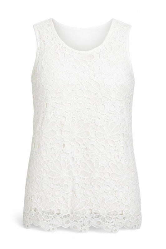 Unique Spectrum Womens White Elastane Basic Tank Size S Round Neck