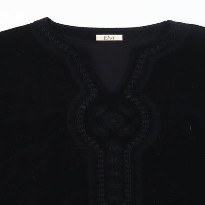 Womens UK Size M ELVI Black Basic Blouse