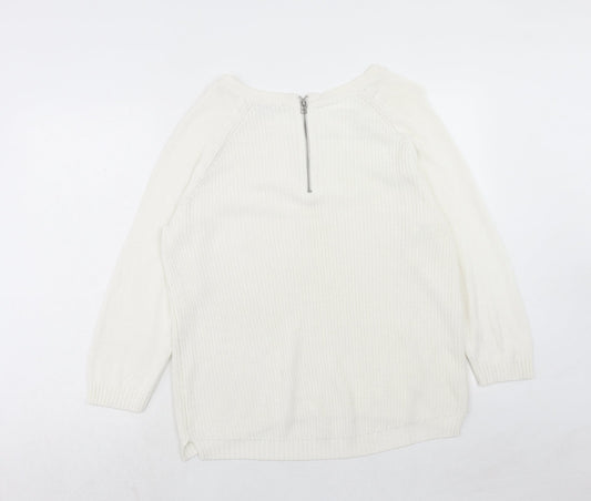 Womens UK Size 16 M&Co White Pullover Jumper