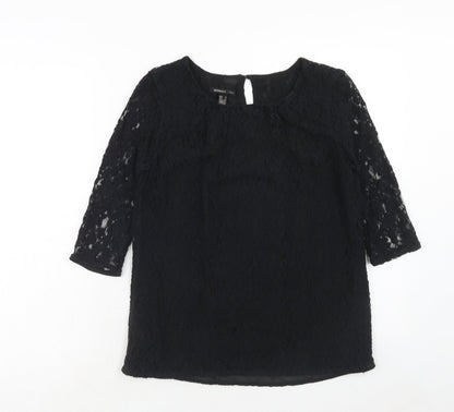 Womens UK Size S Mango Black Basic Blouse