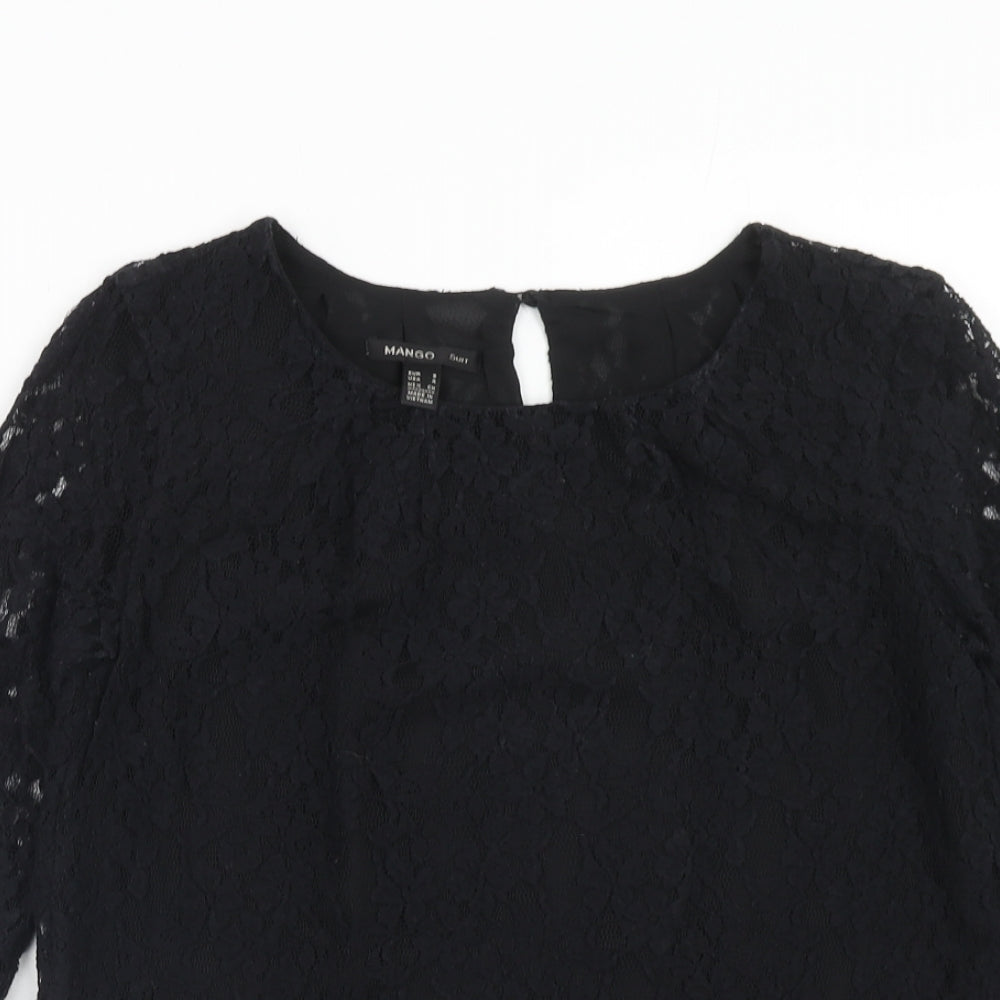 Womens UK Size S Mango Black Basic Blouse